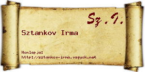 Sztankov Irma névjegykártya